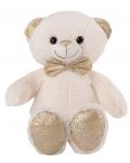 Jucărie de pluș Amek Toys - Ursuleț de pluș cu papion auriu, alb, 35 cm	 - 1t