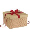 Cutie de cadou Giftpack -Auriu cu rosu, cu panglica si manere, 34 x 34 x 20 cm - 1t