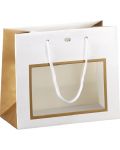 Sacosa de cadou Giftpack - 20 x 10 x 17 cm, alb si cupru, cu fereastra PVC - 1t