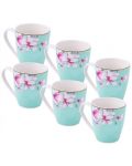 Serviciu porțelan pentru băuturi calde Morello - Tiffany Blue Magnolia, 6 căni, 360 ml - 1t