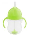 Cupă de tranziție cu manere Munchkin - Click Lock Weighted Straw, verde - 1t