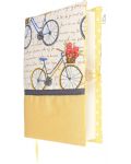 Coperta carte: Bicicleta cu trandafiri - banda maro (coperta textila cu nasture) - 5t