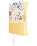 Coperta carte: Bicicleta cu trandafiri (coperta textila cu nasture) - 5t