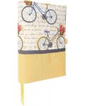 Coperta carte: Bicicleta cu trandafiri - banda maro (coperta textila cu nasture) - 4t