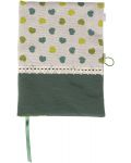 Rochie pentru carte: Inimioare verzi, fond verde, dantela (Coperta textila cu nasture) - 2t