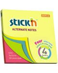 Notite adezive Stick'n - Alternate, 76 x 76 mm, 4 culori neon, 100 file - 1t