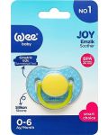 Suzetă de silicon Wee Baby - Joy, 0-6 luni, albastră - 3t