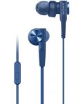 Casti cu microfon Sony - MDR-XB55AP, albastre - 1t