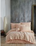 Set lenjerie de pat Via Bianco - Washed linen, piersică - 1t