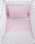 Set 5 piese lenjerie de pat pentru patut bebe Kikka Boo Flowers - Tricot, 60 x 120 cm, roz - 4t