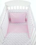 Set 5 piese lenjerie de pat pentru patut bebe Kikka Boo Flowers - Tricot, 60 x 120 cm, roz - 3t