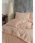 Set lenjerie de pat Via Bianco - Washed linen, piersică - 2t