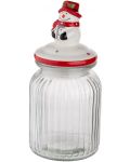 Borcan de sticlă cu capac ceramic ADS - Snowman, 900 ml - 2t