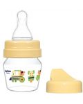 Biberon din sticlă Wee Baby Mini, cu 2 varfuri, 30 ml, galbena - 1t