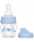 Biberon din sticla Wee Baby Mini, cu 2 varfuri, 30 ml, albastru - 1t