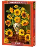 Puzzle Castorland de 1000 piese - Floarea soarelui in vaza cu fazani - 1t