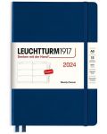 Carnet de notițe Leuchtturm1917 Weekly Planner  - A5, albastru închis 2024 - 1t