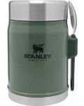 Borcan termic pentru mancare cu lingurita Stanley - The Legendary, Hammertone Green, 0.4 l - 1t