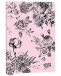Caiet Victoria's Journals Florals - Roz și negru, copertă plastică, liniate, 96 de foi, format A5 - 1t