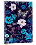 Caiet Victoria's Journals Florals - Flori albastre, copertă plastică, liniate, 96 de foi, format A6 - 1t