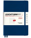 Leuchtturm1917 Planificator săptămânal și caiet de notițe - A5, albastru închis, 2024 - 1t