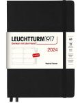 Carnet de notițe Leuchtturm1917 Planificator săptămânal - A5, negru, 2024 - 1t