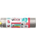 Saci de gunoi cu legături viGO! - Premium #1, 35 l, 15 buc, argintiu - 1t