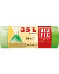 Saci de gunoi cu legături ALUFIX - 35 l, 25 buc., verzi - 1t