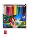 Creioane colorate triunghiulare Astra Astrino - 18 culori + ascuțitoare, asortiment - 3t