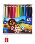 Creioane colorate triunghiulare Astra Astrino - 18 culori + ascuțitoare, asortiment - 2t