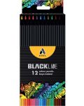 Creioane colorate Adel BlackLine - 12 culori - 1t