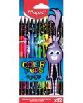Creioane colorate Maped Color Peps - Monster, 12 culori - 1t