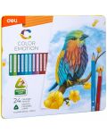 Creioane colorate Deli Color Emotion - EC00225, 24 culori, in tub - 1t