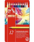 Creioane acuarelă Caran d'Ache Supracolor - 12 culori, cutie metalică - 1t