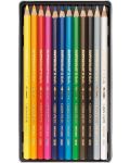 Creioane acuarelă Caran d'Ache Supracolor - 12 culori, cutie metalică - 3t