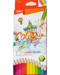 Creioane colorate Deli Colorun - EC128-12, 12 culori - 1t