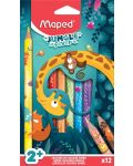 Creioane colorate Maped Jungle Fever - Jumbo, 12 culori - 1t