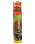Creioane colorate cu suport și ascuțitoare DinosArt - Dinozauri, asortiment - 1t