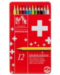 Creioane acuarela colorate Caran d'Ache Swisscolor - 12 culori - 1t