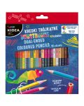 Creioane colorate Kidea - 24 buc, 48 culori, cu doua varfuri - 1t