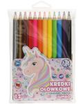 Creioane colorate Astra Jumbo - Unicorn, rotunde, 12 culori + ascutitoare - 1t