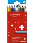 Creioane de acuarelă Caran d'Ache Swisscolor - 12 culori - 1t