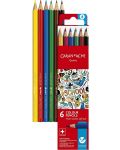 Creioane colorate pentru acuarelă Caran d'Ache School - 6 culori - 1t