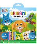 Kit creativ origami Grafix -Animale, cu autocolante, 18 de coli - 1t