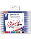 Markere caligrafice Staedtler Desaign Journey - 12 culori, cu 2 varfuri - 1t