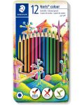 Creioane colorate Staedtler Noris Colour 185 - 12 culori, in cutie metalica - 1t