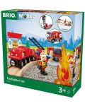 Set Brio World - Tren de pompieri cu sine si accesorii, 18 piese - 5t
