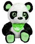 Jucarie de plus Morgenroth Plusch - Panda cu esarfa verde si ochi stralucitori, 33 cm - 1t