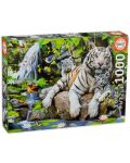 Puzzle Educa de 1000 piese -Tigru alb bengalez cu cei mici - 1t