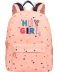 Rucsac școlar Marshmallow - Hey Girl, 2 compartimente, coral - 2t